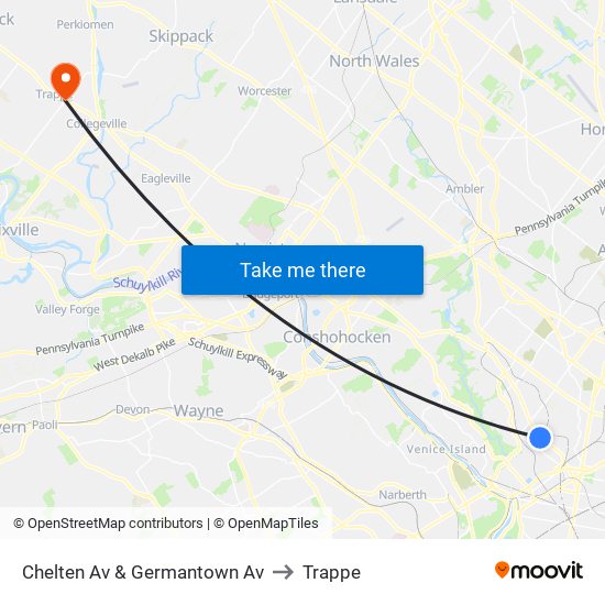 Chelten Av & Germantown Av to Trappe map