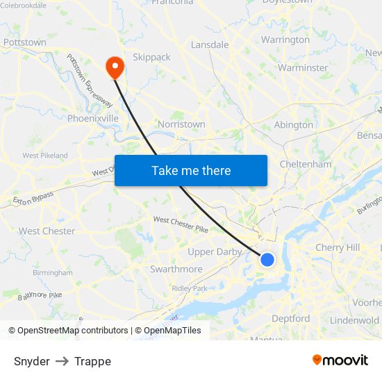 Snyder to Trappe map
