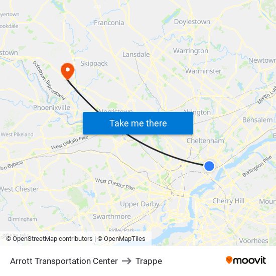 Arrott Transportation Center to Trappe map