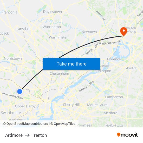 Ardmore to Trenton map