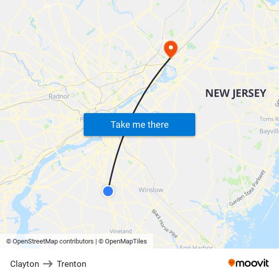 Clayton to Trenton map