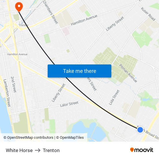 White Horse to Trenton map