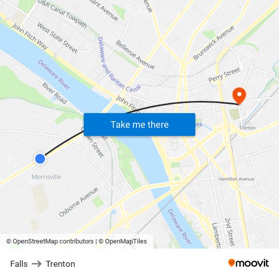 Falls to Trenton map