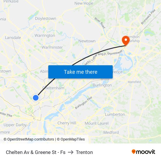 Chelten Av & Greene St - Fs to Trenton map