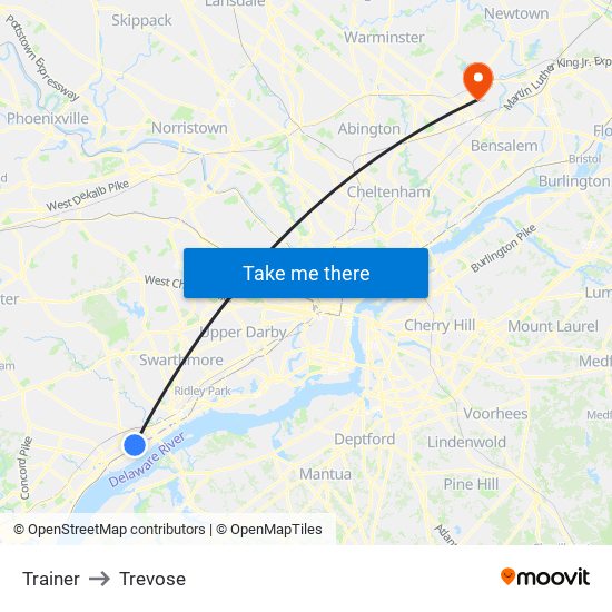 Trainer to Trevose map