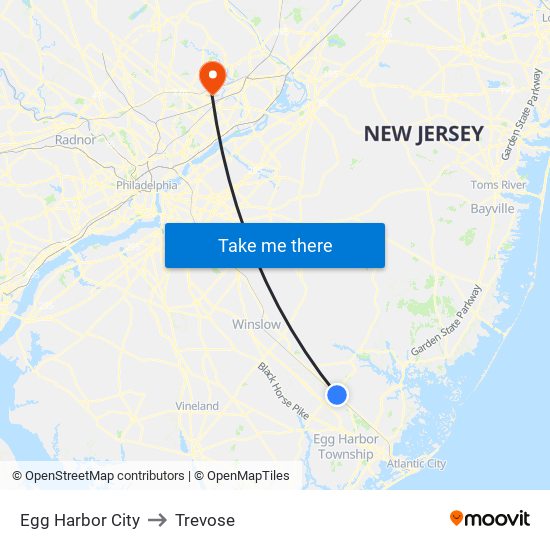 Egg Harbor City to Trevose map