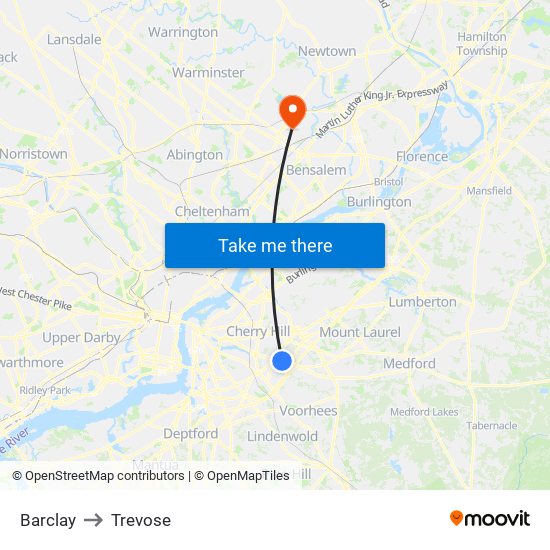 Barclay to Trevose map