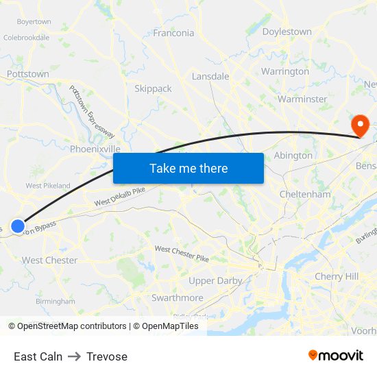 East Caln to Trevose map