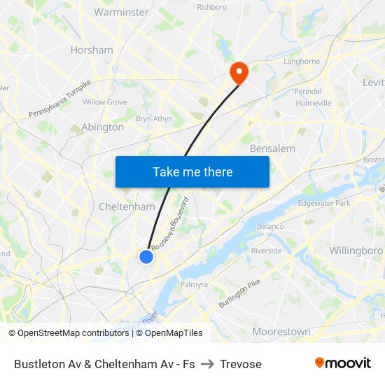 Bustleton Av & Cheltenham Av - Fs to Trevose map