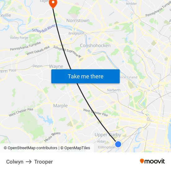 Colwyn to Trooper map