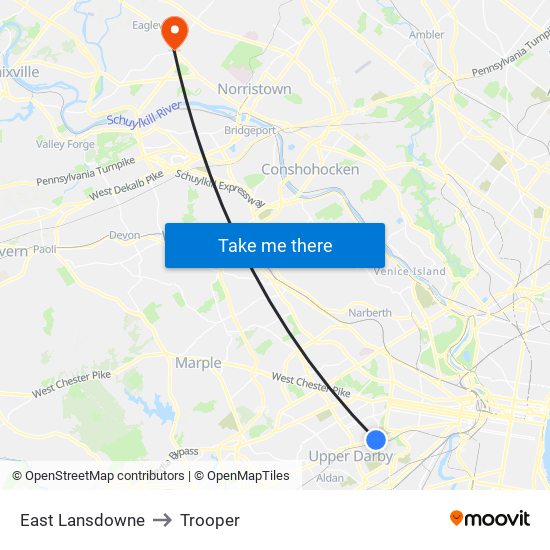 East Lansdowne to Trooper map