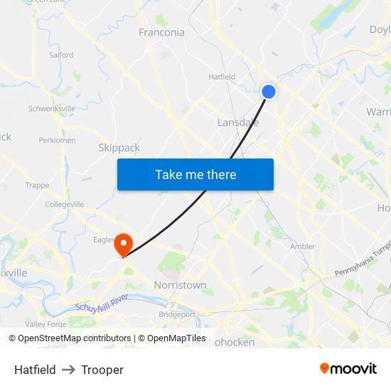 Hatfield to Trooper map