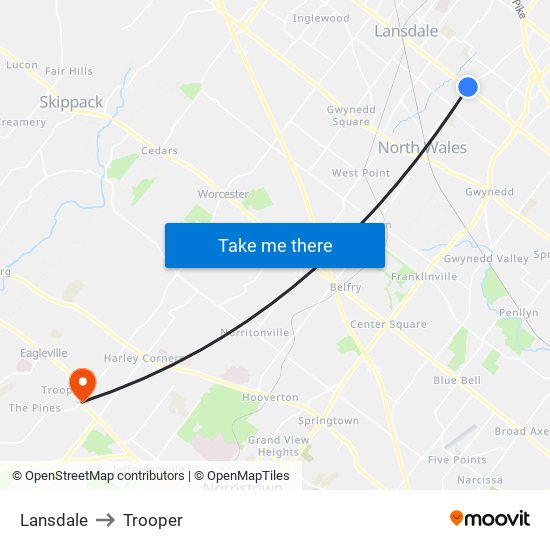 Lansdale to Trooper map