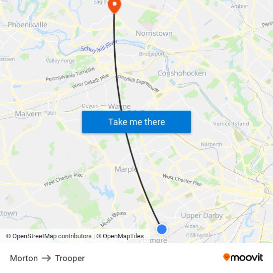 Morton to Trooper map