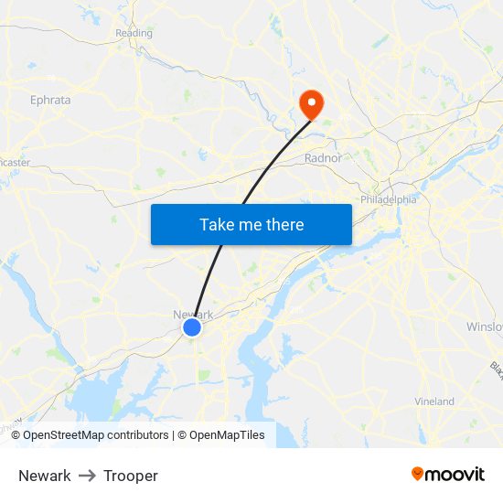 Newark to Trooper map