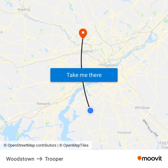 Woodstown to Trooper map