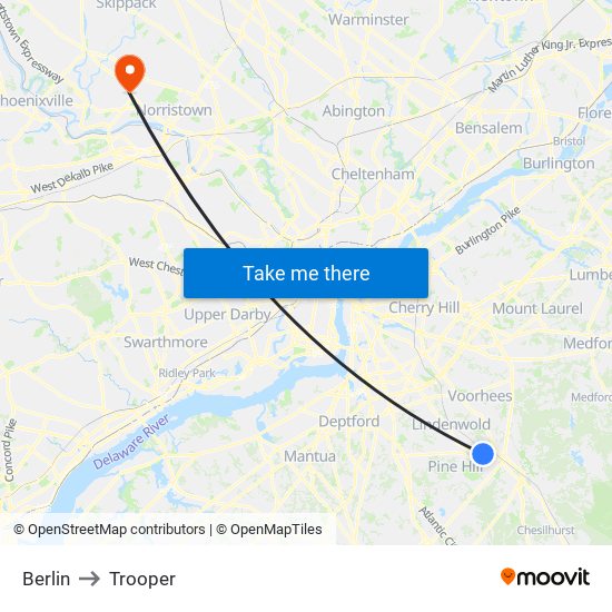 Berlin to Trooper map