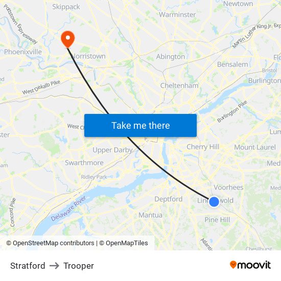 Stratford to Trooper map