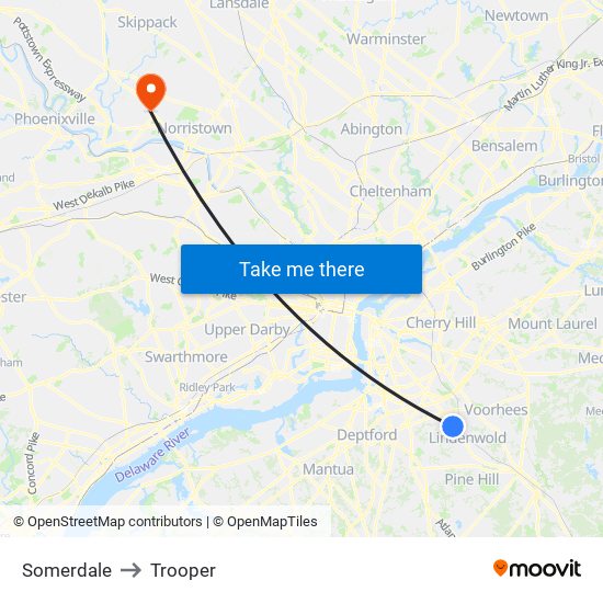 Somerdale to Trooper map