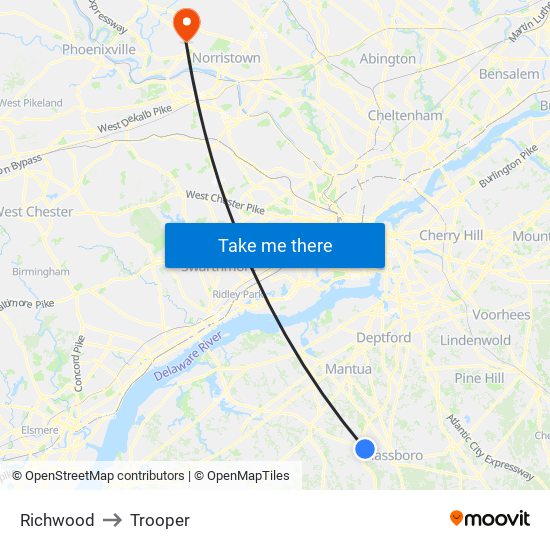 Richwood to Trooper map