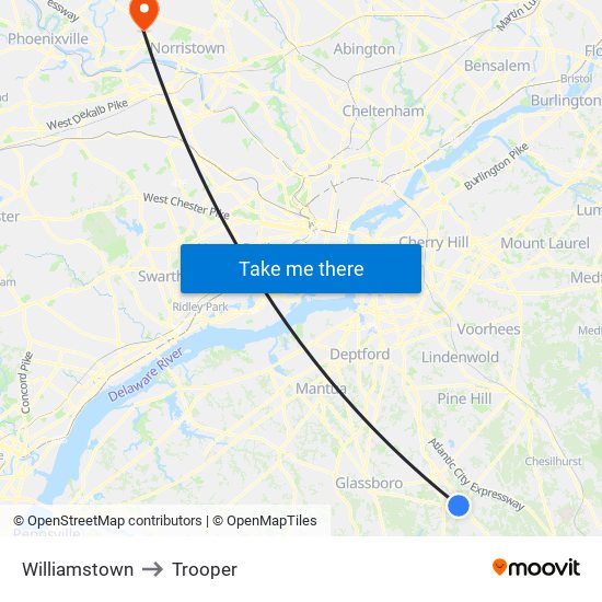 Williamstown to Trooper map