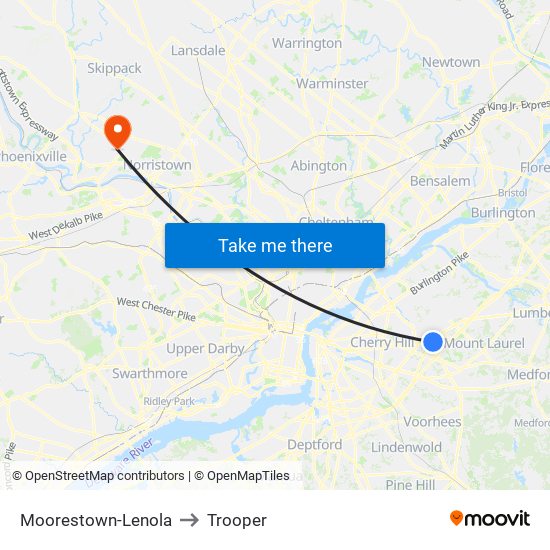 Moorestown-Lenola to Trooper map