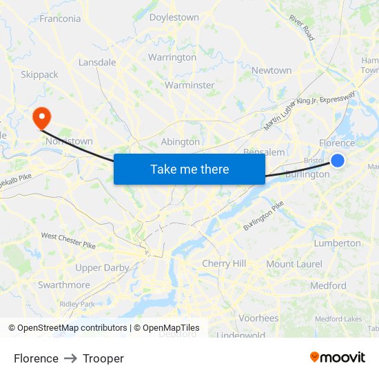 Florence to Trooper map