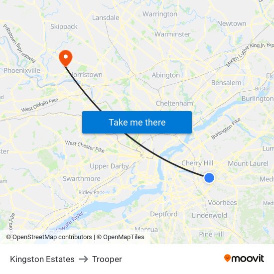 Kingston Estates to Trooper map