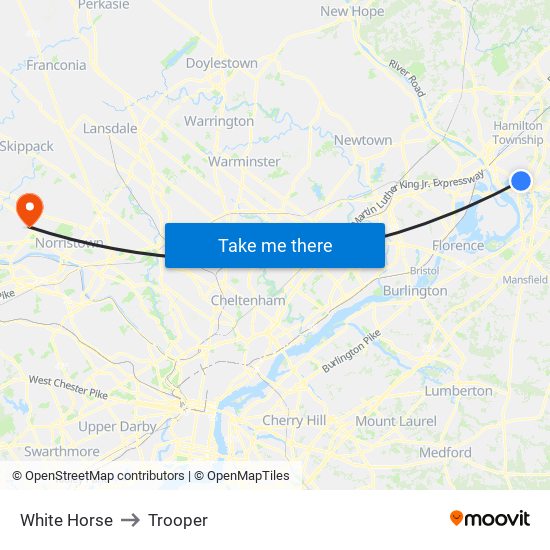 White Horse to Trooper map