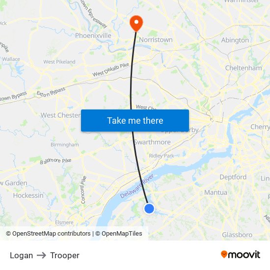 Logan to Trooper map