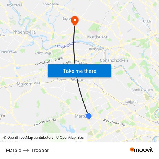 Marple to Trooper map