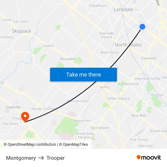 Montgomery to Trooper map