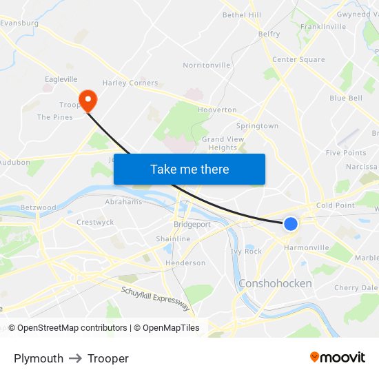 Plymouth to Trooper map