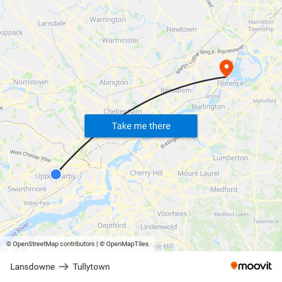 Lansdowne to Tullytown map