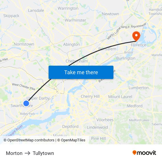 Morton to Tullytown map