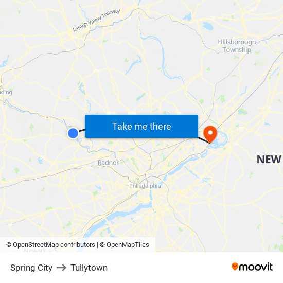 Spring City to Tullytown map