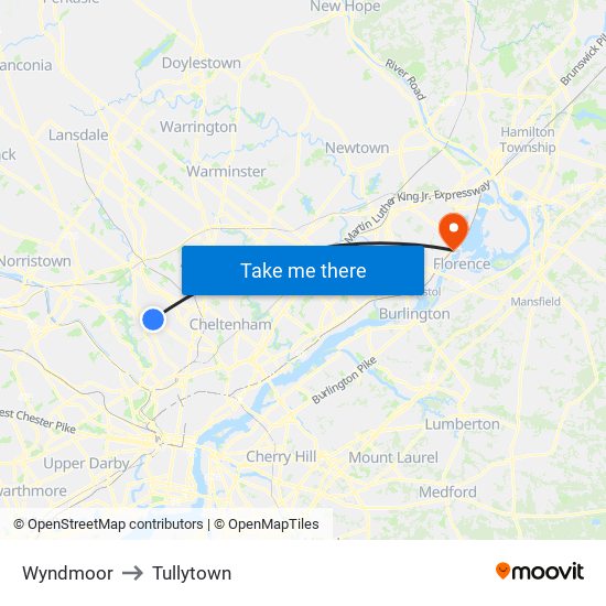 Wyndmoor to Tullytown map