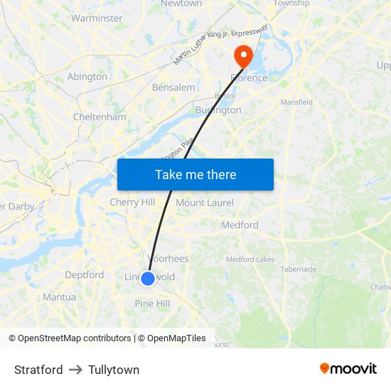 Stratford to Tullytown map