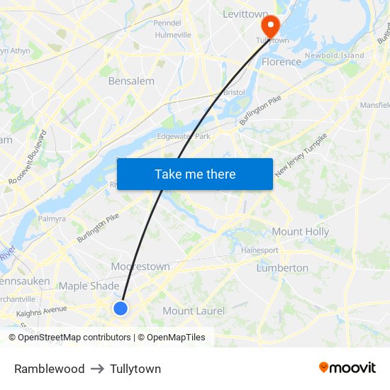 Ramblewood to Tullytown map