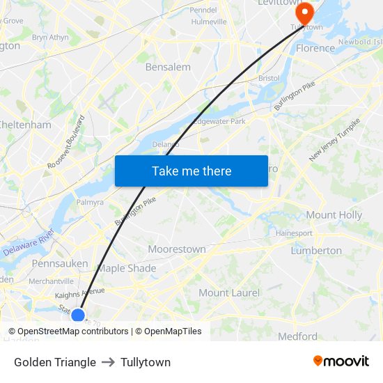 Golden Triangle to Tullytown map