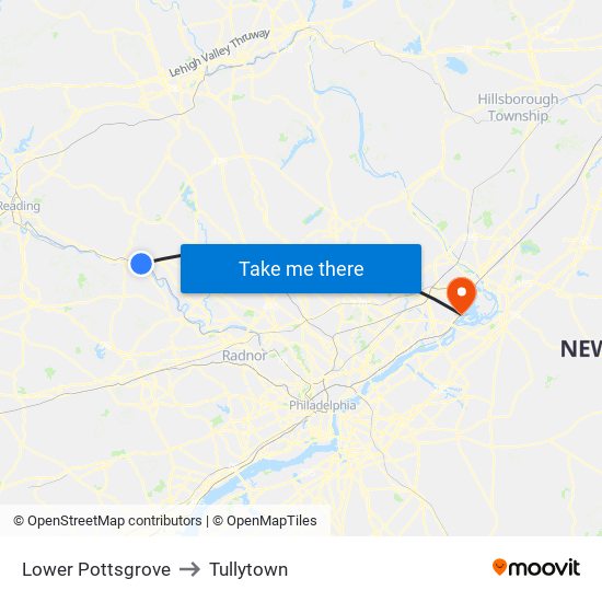Lower Pottsgrove to Tullytown map