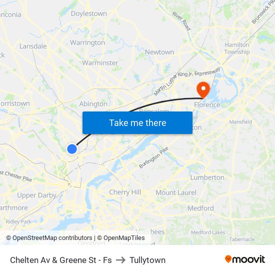 Chelten Av & Greene St - Fs to Tullytown map