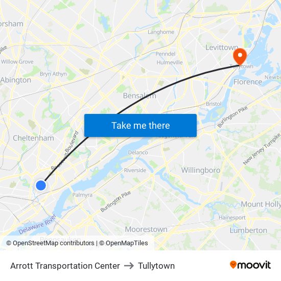 Arrott Transportation Center to Tullytown map