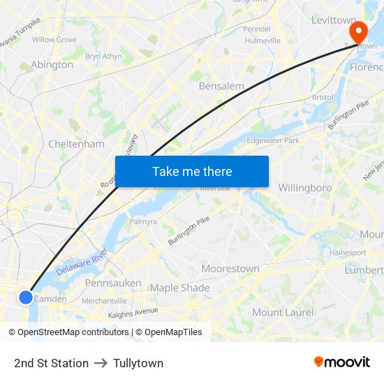 2nd St Station to Tullytown map