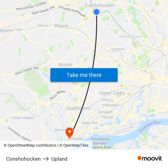 Conshohocken to Upland map