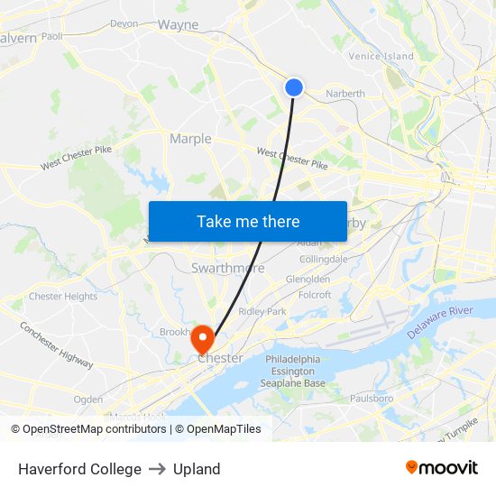 Haverford College to Upland map