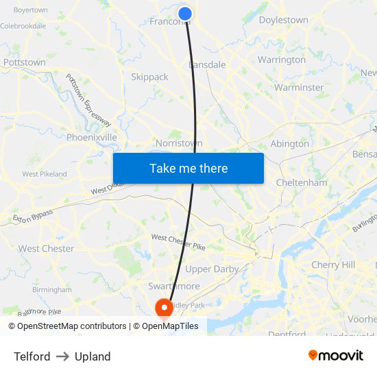 Telford to Upland map