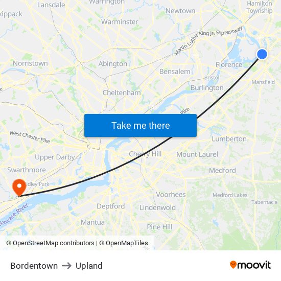 Bordentown to Upland map