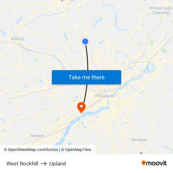 West Rockhill to Upland map