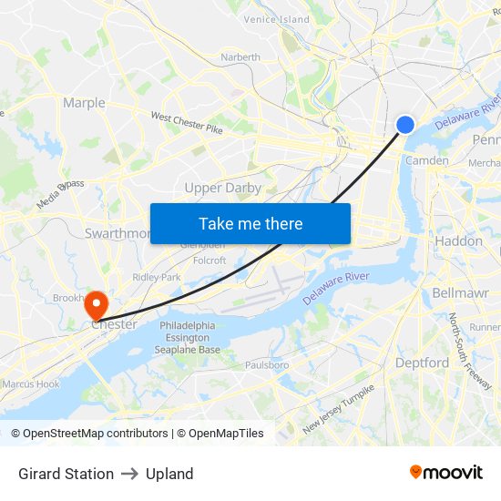 Girard Station to Upland map